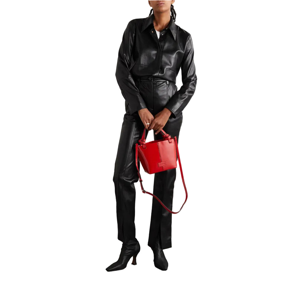Women's Black Supple Feel Soft Slim Leather Shirt