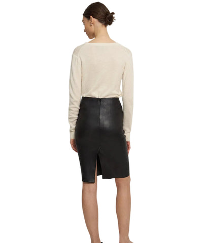 Women's Midi Black Leather Skirt