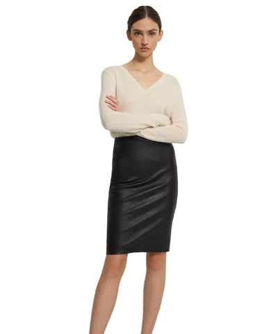Women's Midi Black Leather Skirt