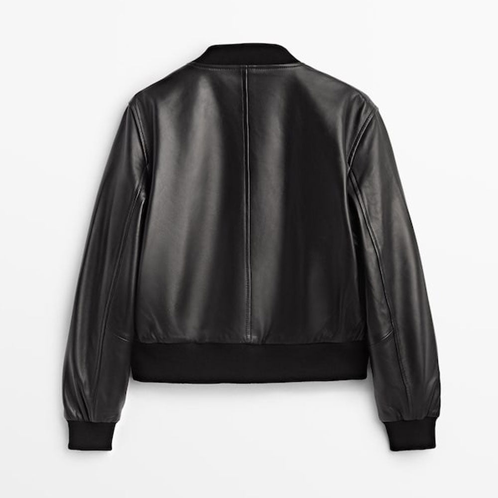 women’s sheepskin leather aviator jacket side angle