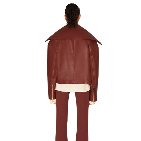 Women's Red Sheepskin Leather Designer's Fashion Jacket