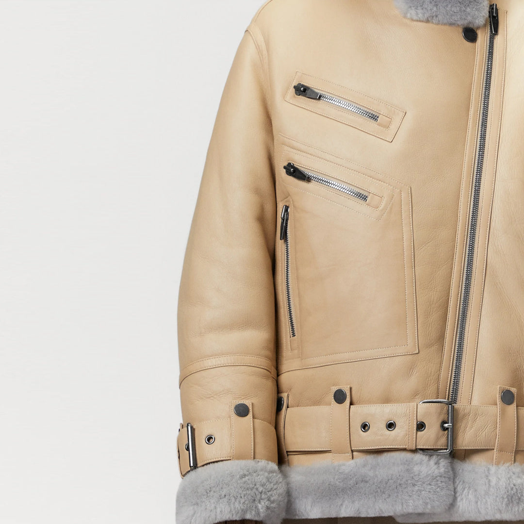 Women's Shearling Aviator Leather Jacket