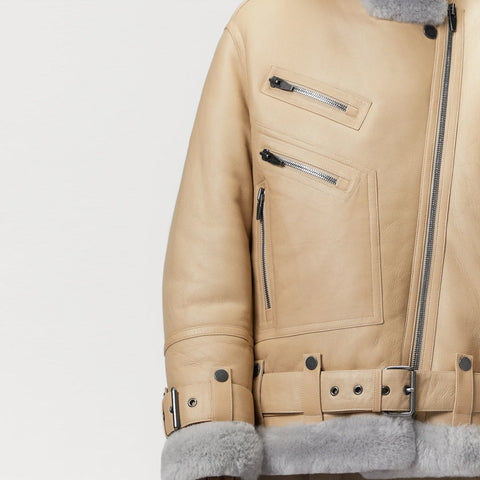 Women's Shearling Aviator Leather Jacket