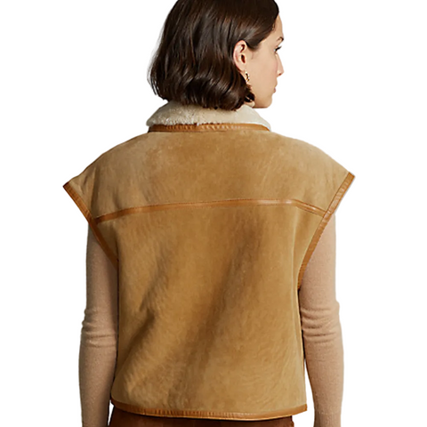 Women’s Sheepskin Brown Aviator Shearling Leather Vest