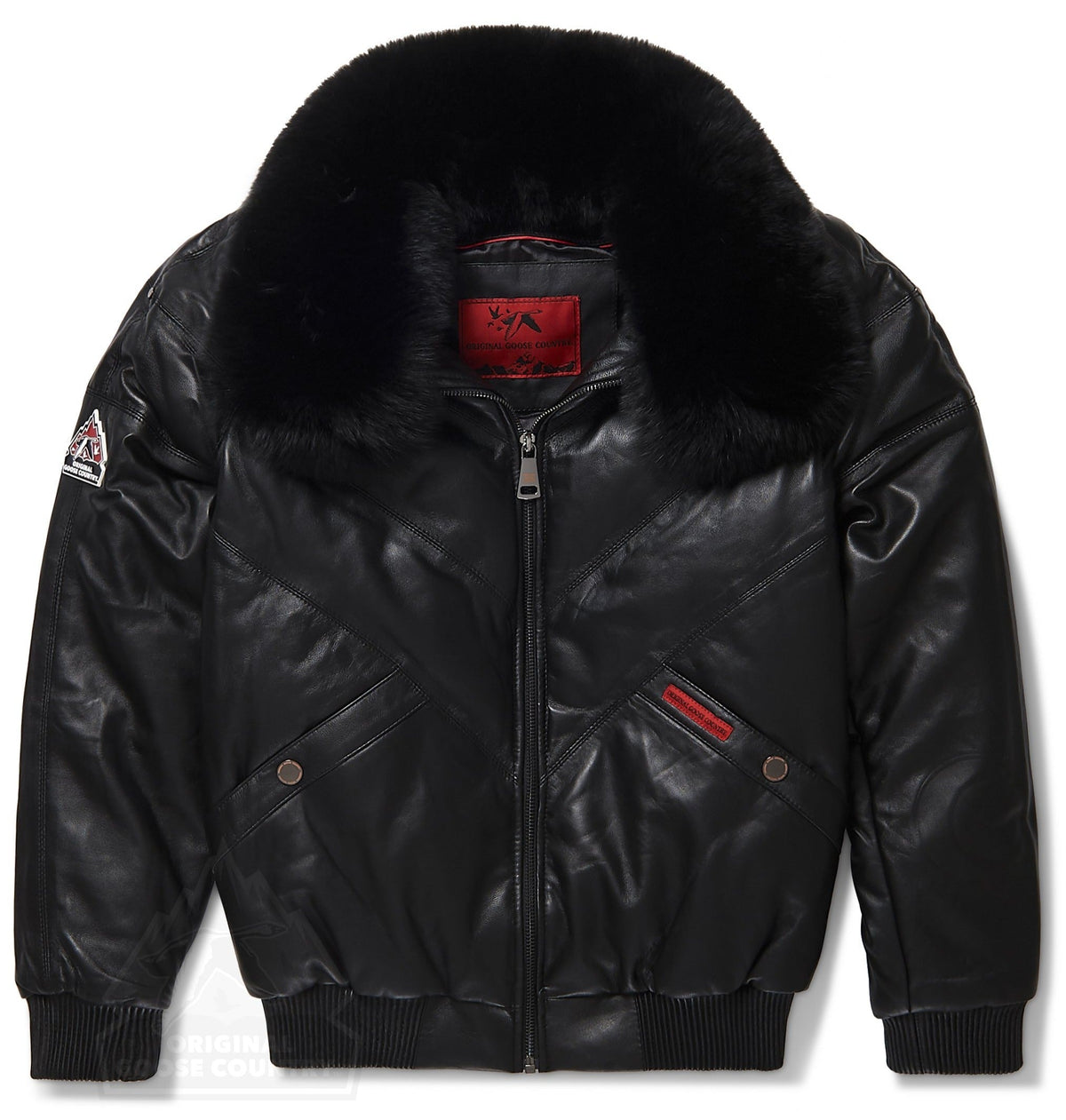 women's black leather bomber jacket amelie front view