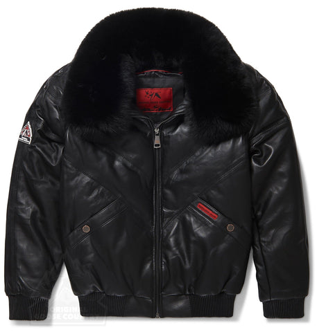 women's black leather bomber jacket amelie front view