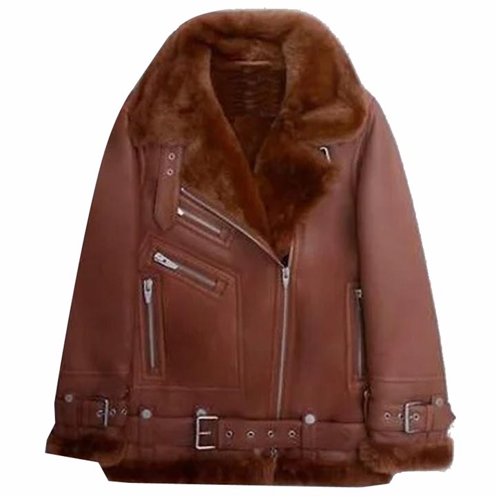 Womens B3 Bomber Sheepskin Shearling Fur Jacket - AMSEL LEATHERS