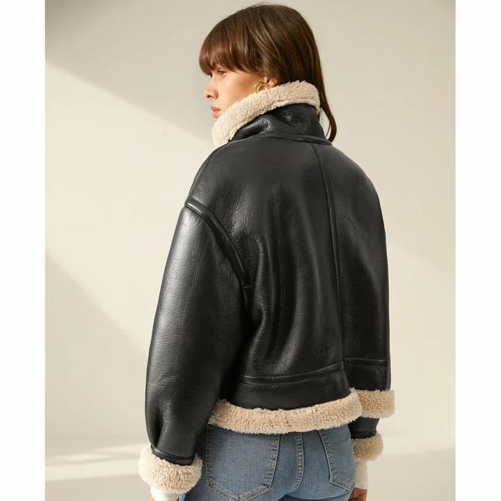 Women's B3 RAF Aviator Bomber Sheepskin Shearling Leather Jacket - AMSEL LEATHERS