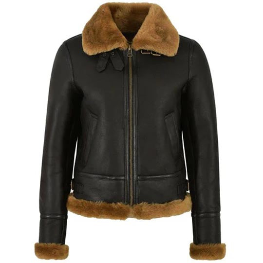 Women's B3 Raf Aviator Flying Shearling Bomber Jacket - AMSEL LEATHERS