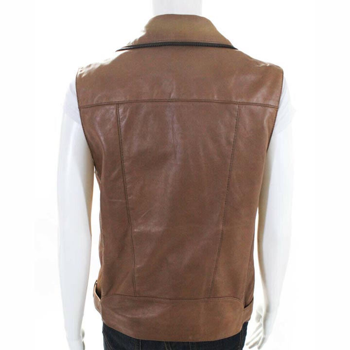 Women's Belted Lambskin Leather Motorcycle Vest - AMSEL LEATHERS