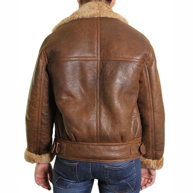 Women's Brown Fur Shearling Flying Bomber Aviator Jacket - AMSEL LEATHERS