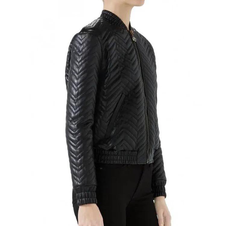 Women's Classic and Stylish Quilted Leather Bomber Jacket - AMSEL LEATHERS