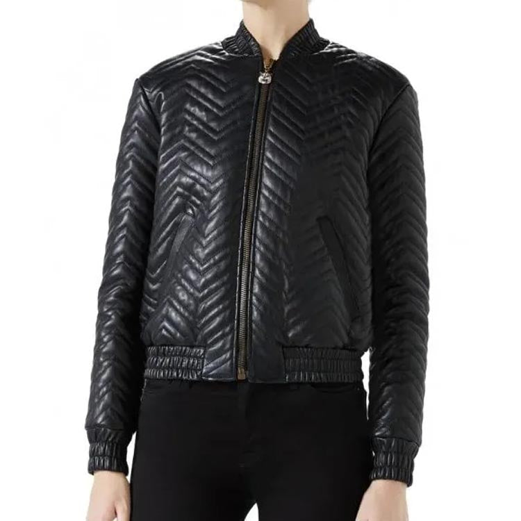 Women's Classic and Stylish Quilted Leather Bomber Jacket - AMSEL LEATHERS