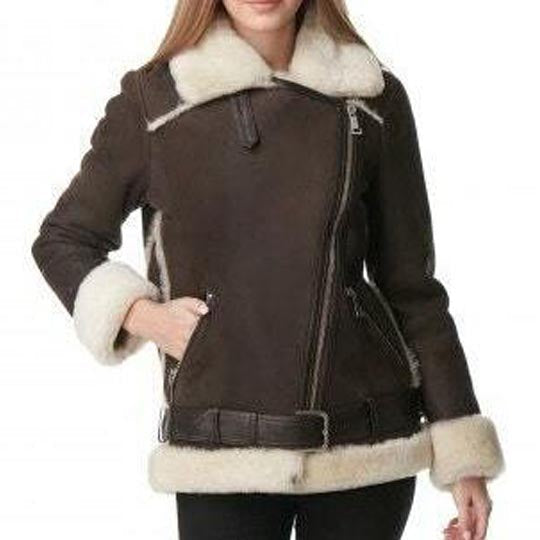 Women's Dark Brown B3 RAF Shearling Aviator Jacket - AMSEL LEATHERS