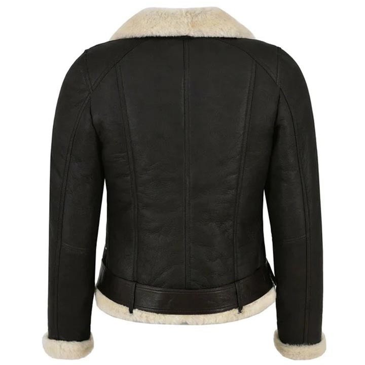 Women's Genuine Leather Shearling Motorcycle Jacket - AMSEL LEATHERS