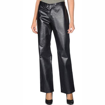 Women's High-Rise Waistline Leather Pants - AMSEL LEATHERS