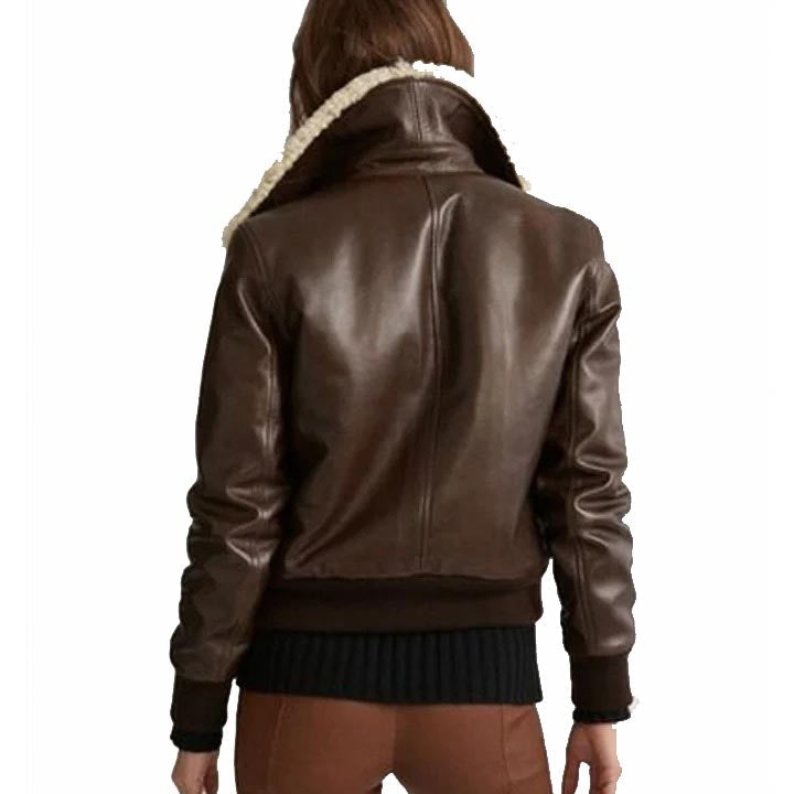 Women's Leather Bomber Sheepskin Shearling Aviator Jacket - AMSEL LEATHERS