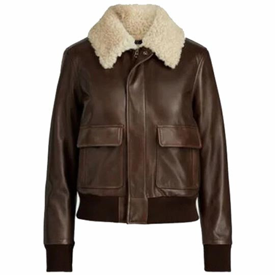 Women's Leather Bomber Sheepskin Shearling Aviator Jacket - AMSEL LEATHERS