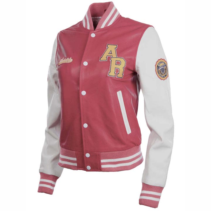 Women's Leather Varsity Letterman Bomber Jacket - AMSEL LEATHERS