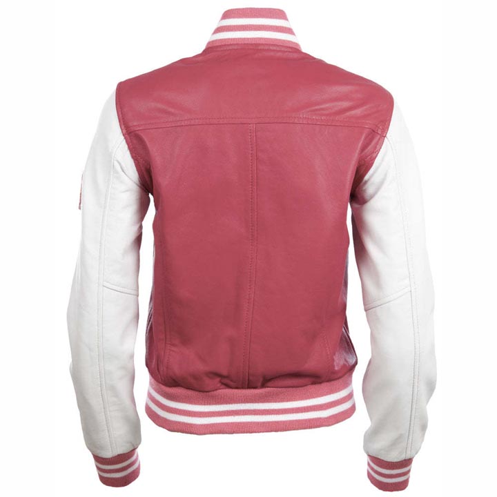 Women's Leather Varsity Letterman Bomber Jacket - AMSEL LEATHERS