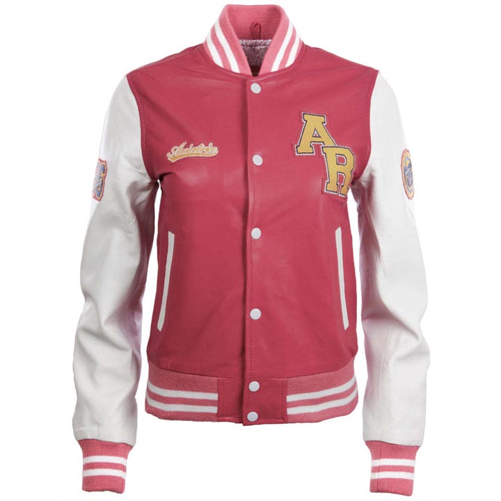 Women's Leather Varsity Letterman Bomber Jacket - AMSEL LEATHERS