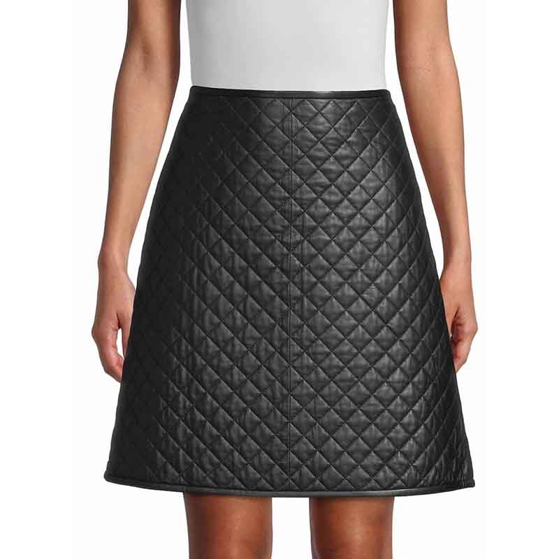 Women's Quilted Leather Skirt - AMSEL LEATHERS