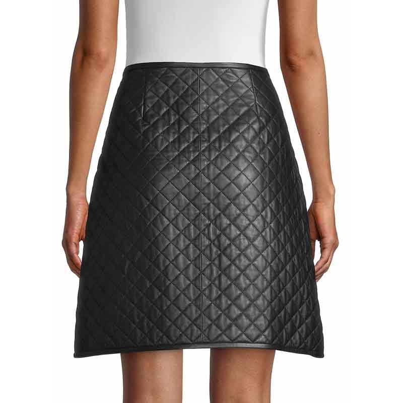 Women's Quilted Leather Skirt - AMSEL LEATHERS