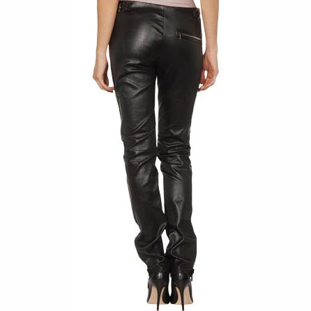 Women's Skinny Straight Leg Leather Pants - AMSEL LEATHERS