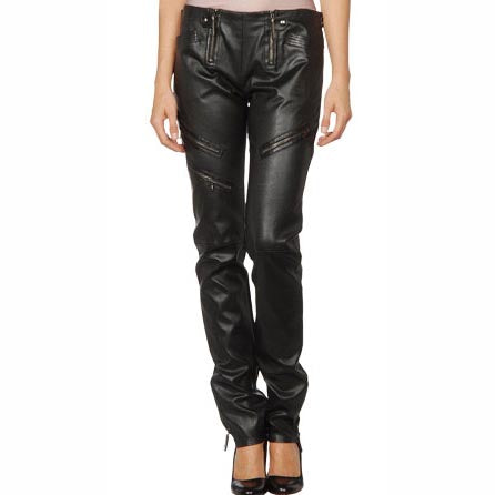 Women's Skinny Straight Leg Leather Pants - AMSEL LEATHERS