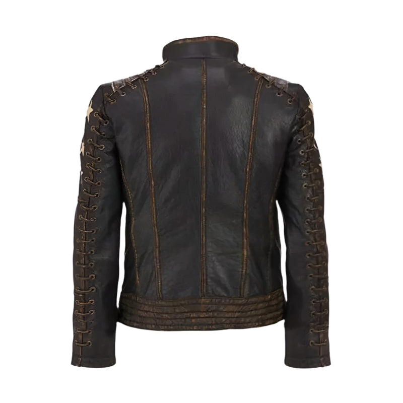 Women's Vintage Distressed Leather Biker Jacket - AMSEL LEATHERS