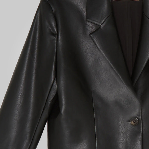 women's black leather leather coat vivienne side angle