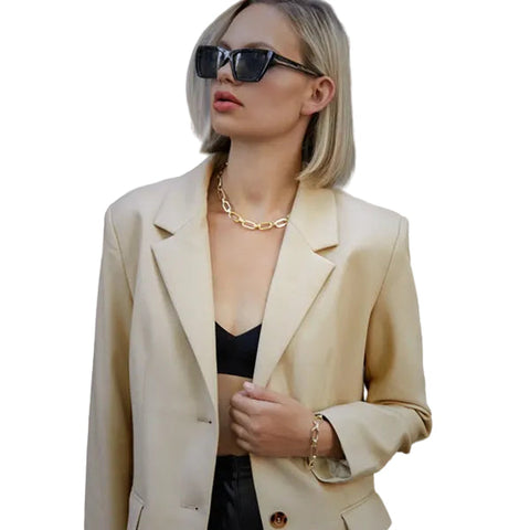 women's cream goatskin leather leather coat freya back view