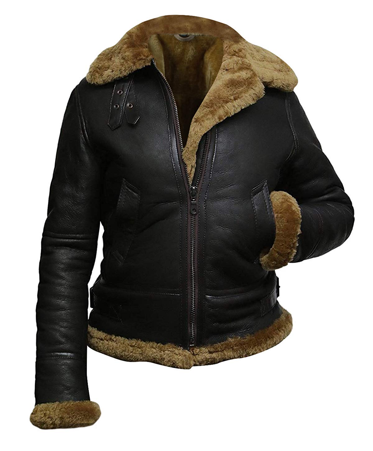 Womens Fur Aviator Flight Jacket