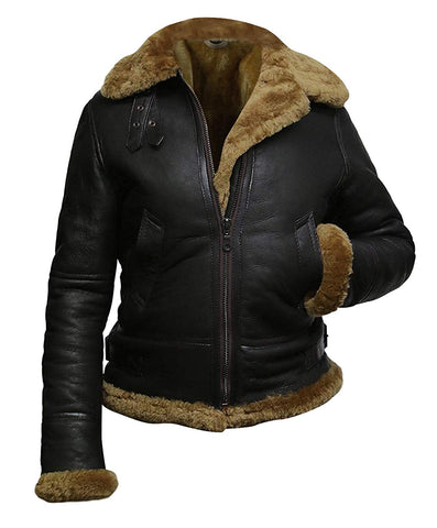 Womens Fur Aviator Flight Jacket
