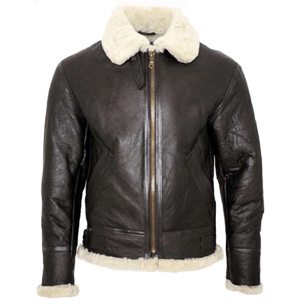 World War 2 Infinity Aviator Cream Shearling Bomber Leather Jacket Men - AMSEL LEATHERS