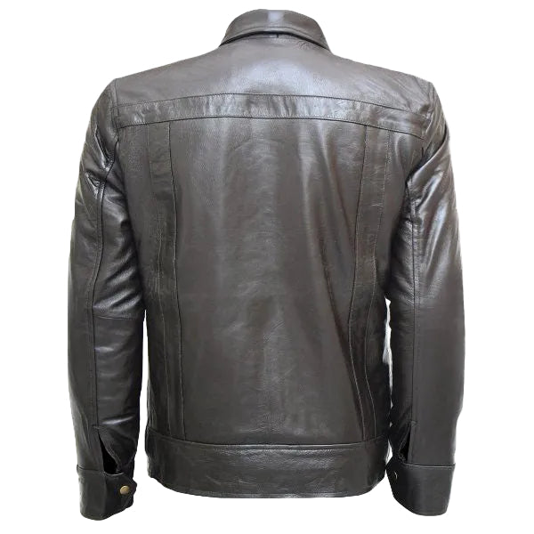 Zipper Men's Brown Leather Jacket - Top Notch