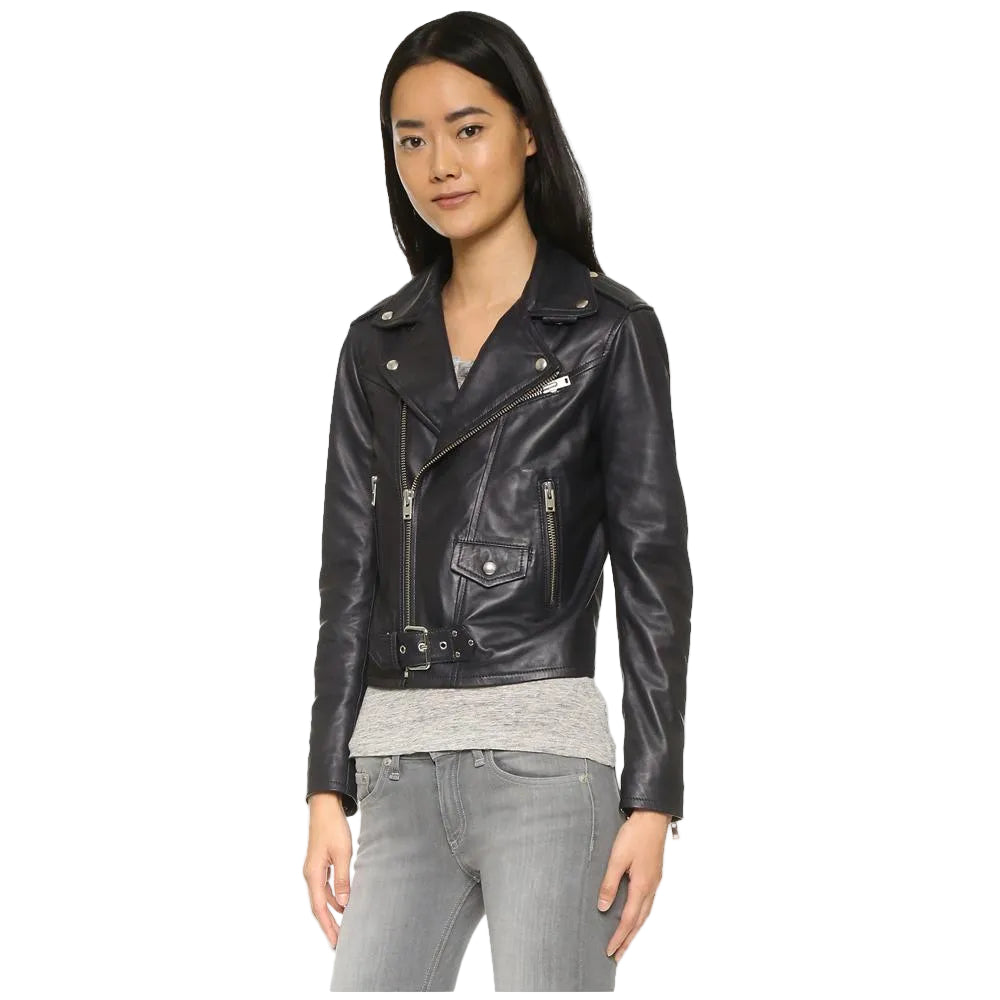Zora Black Biker Leather Jacket