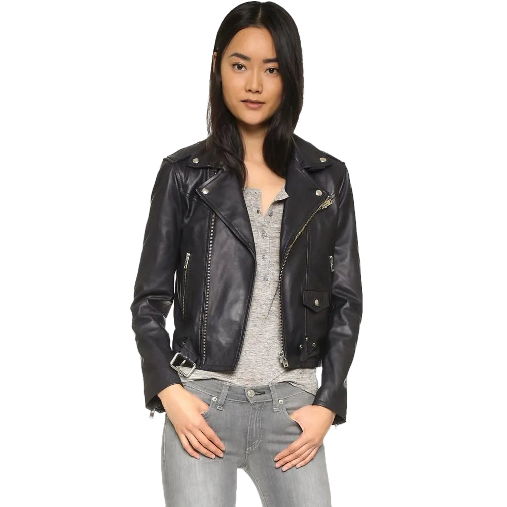 Zora Black Biker Leather Jacket