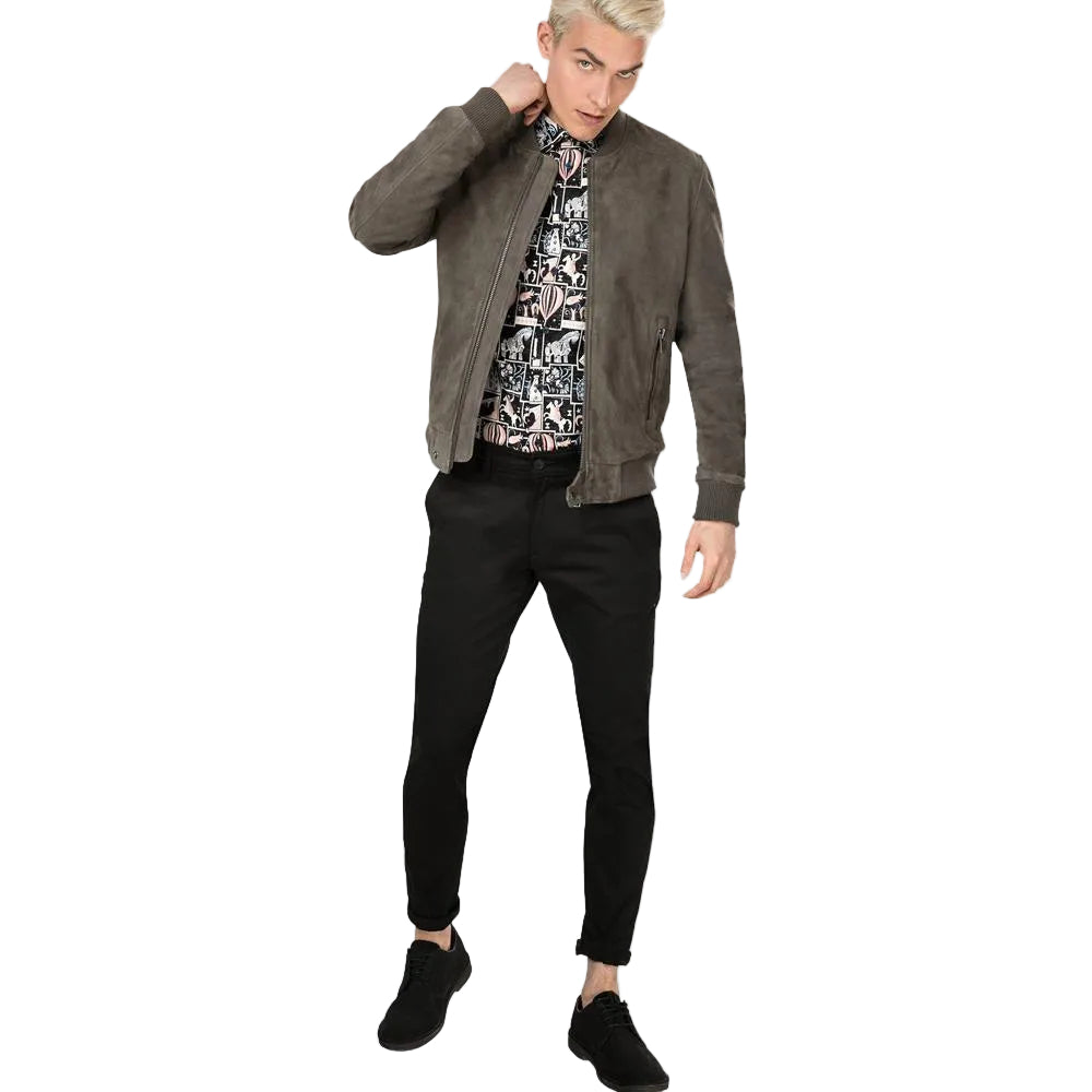 men's black lambskin suede jacket lennox side angle