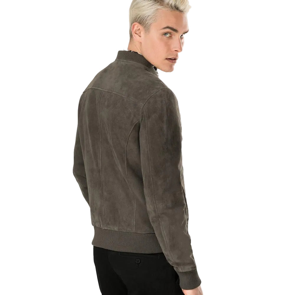 men's black lambskin suede jacket lennox back view