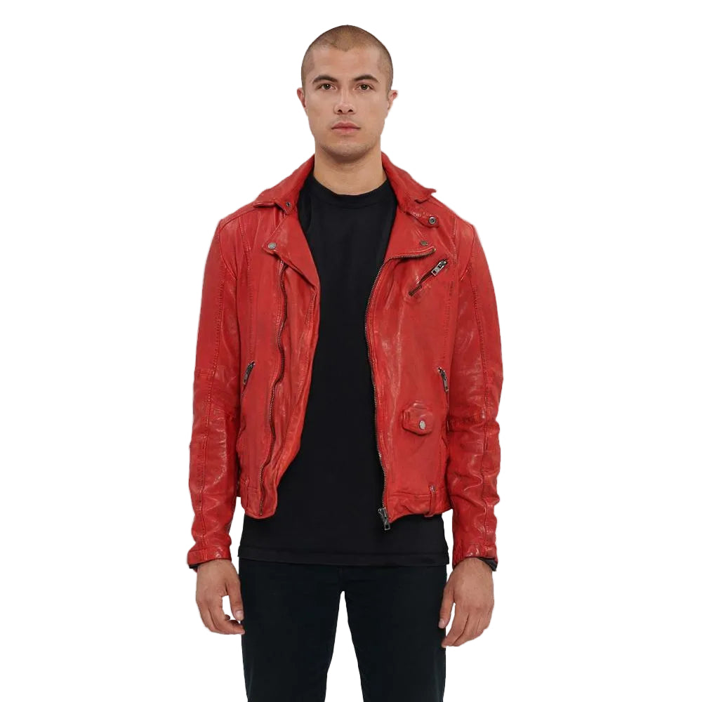 Zuse Red Motorcycle Leather Jacket