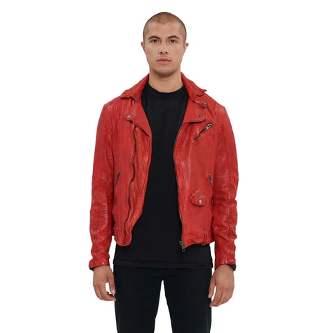 Zuse Red Motorcycle Leather Jacket