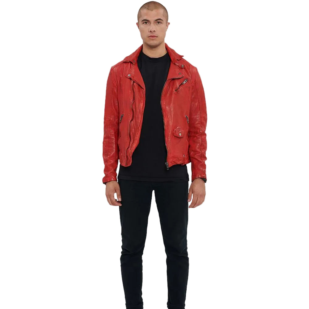 Zuse Red Motorcycle Leather Jacket
