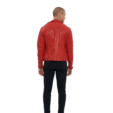 Zuse Red Motorcycle Leather Jacket