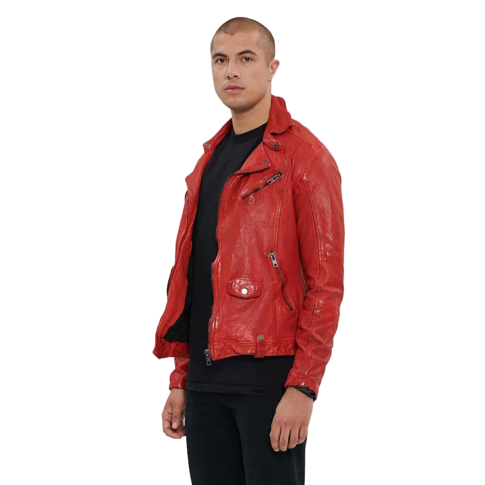 Zuse Red Motorcycle Leather Jacket