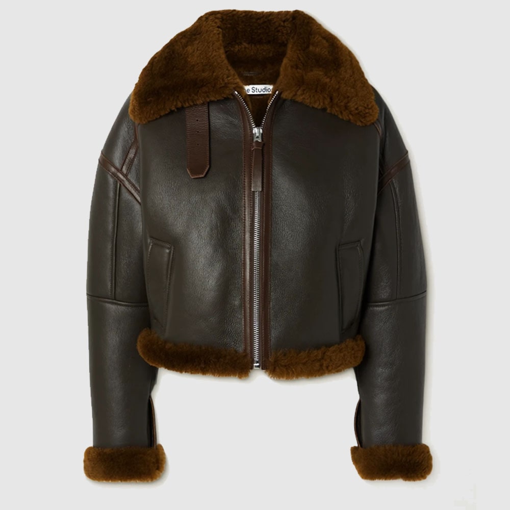 Acne Studios Shearling-Trimmed Textured Leather Jacket - AMSEL LEATHERS