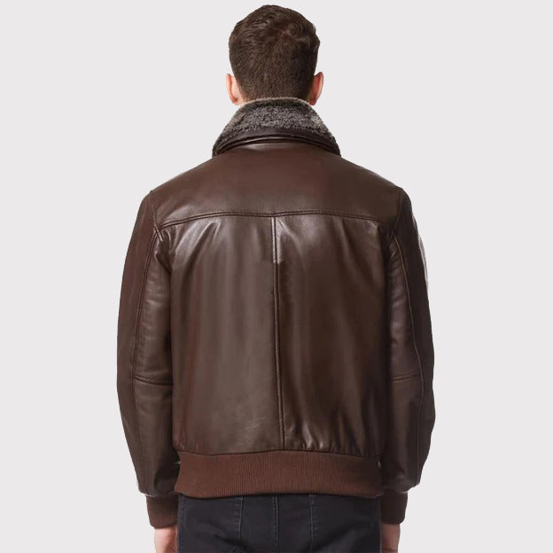 Air Force Aviator Leather Jacket with Fur Collar - AMSEL LEATHERS