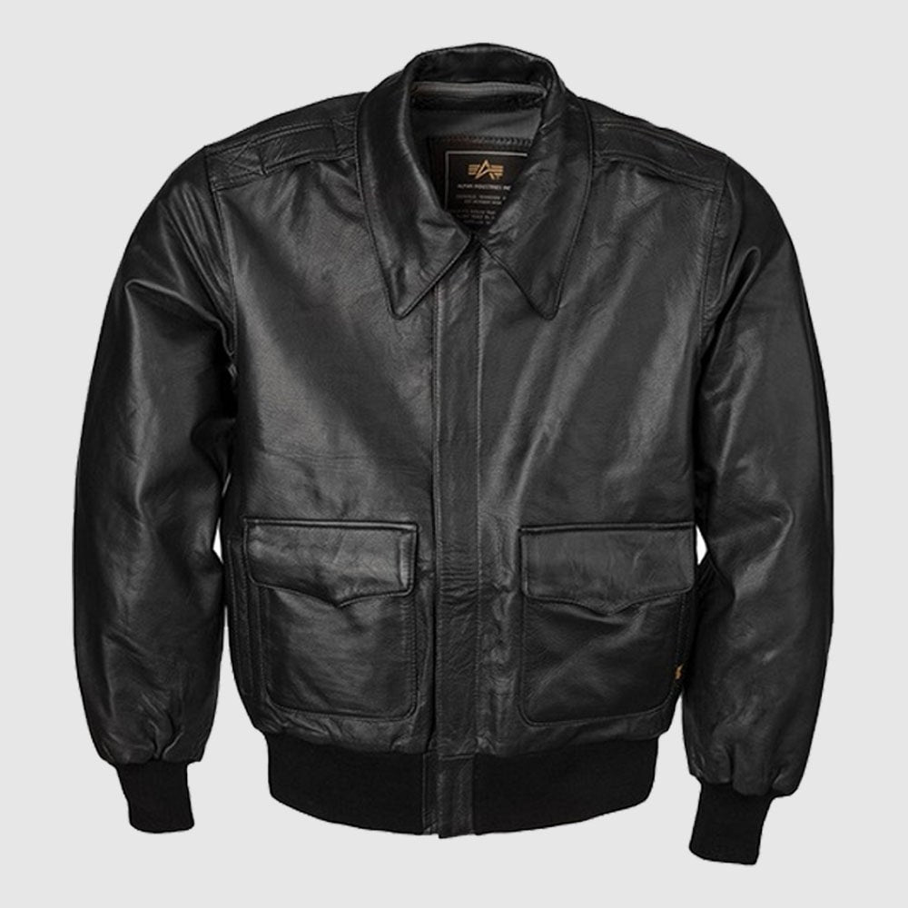 Alpha Black Goatskin Modern A-2 Leather Jacket - AMSEL LEATHERS