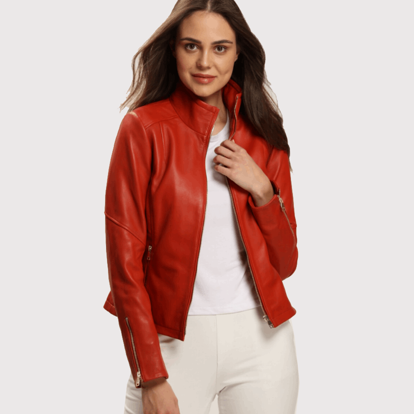 Amazing Bright Red Leather Jacket for Women - AMSEL LEATHERS