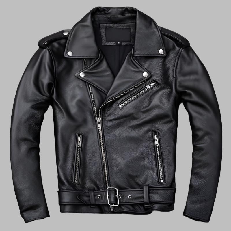 Genuine Cowhide Leather Asymmetrical Cafe Racer Jacket - AMSEL LEATHERS